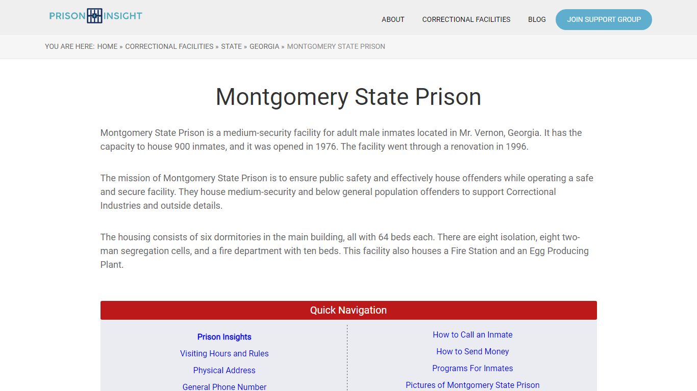 Montgomery State Prison - Prison Insight