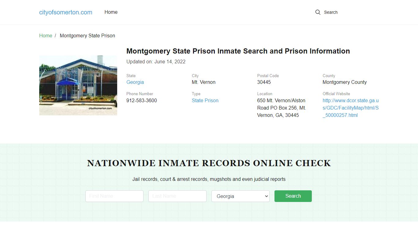 Montgomery State Prison Inmate Search and Prison Information
