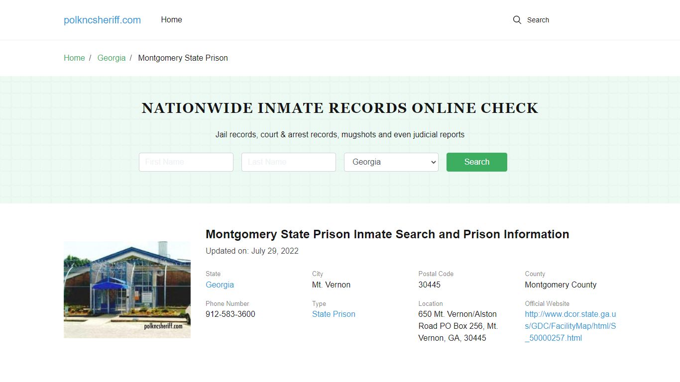 Montgomery State Prison Inmate Search and Prison Information